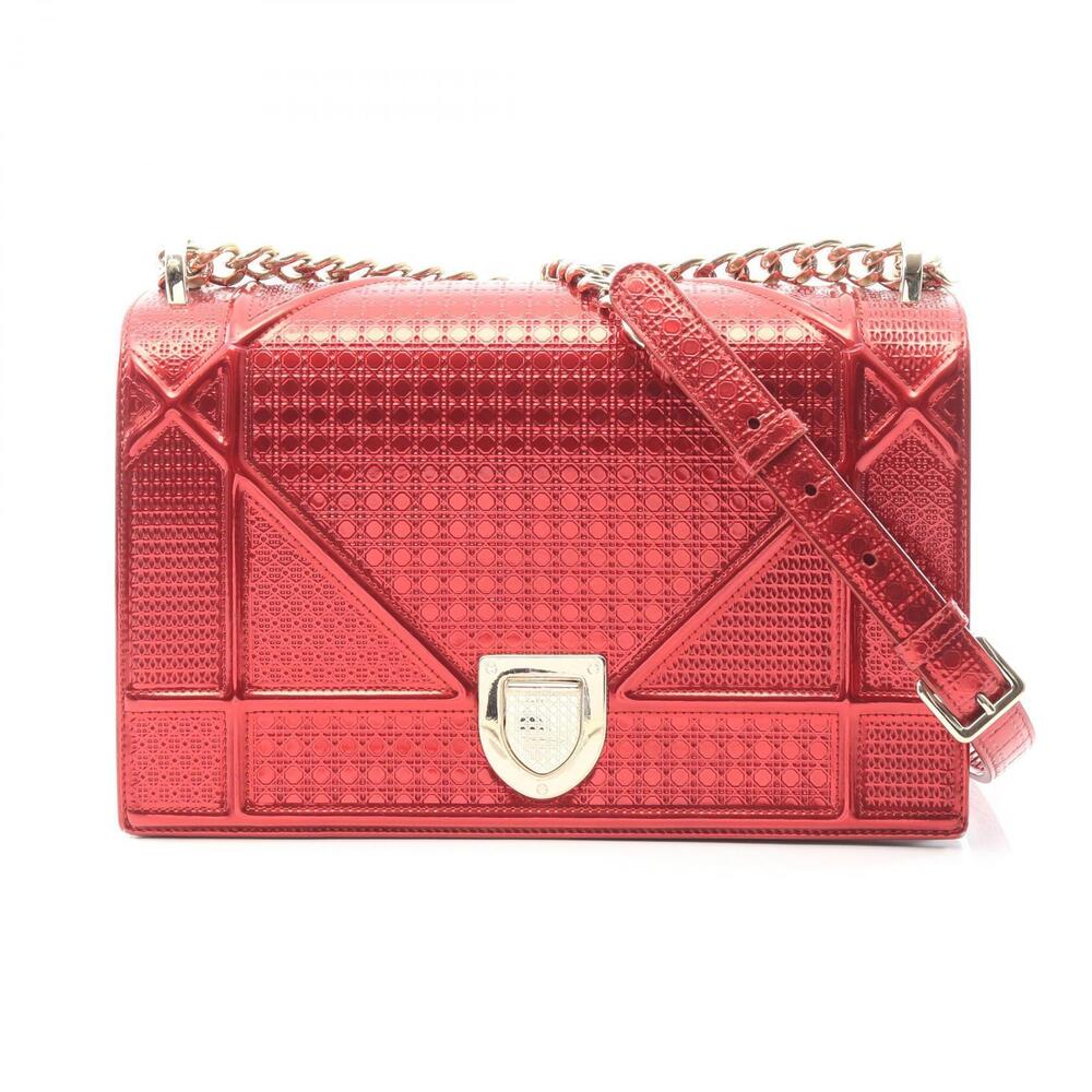 Christian Dior Red Cannage Diorama Bag metallic red leather
